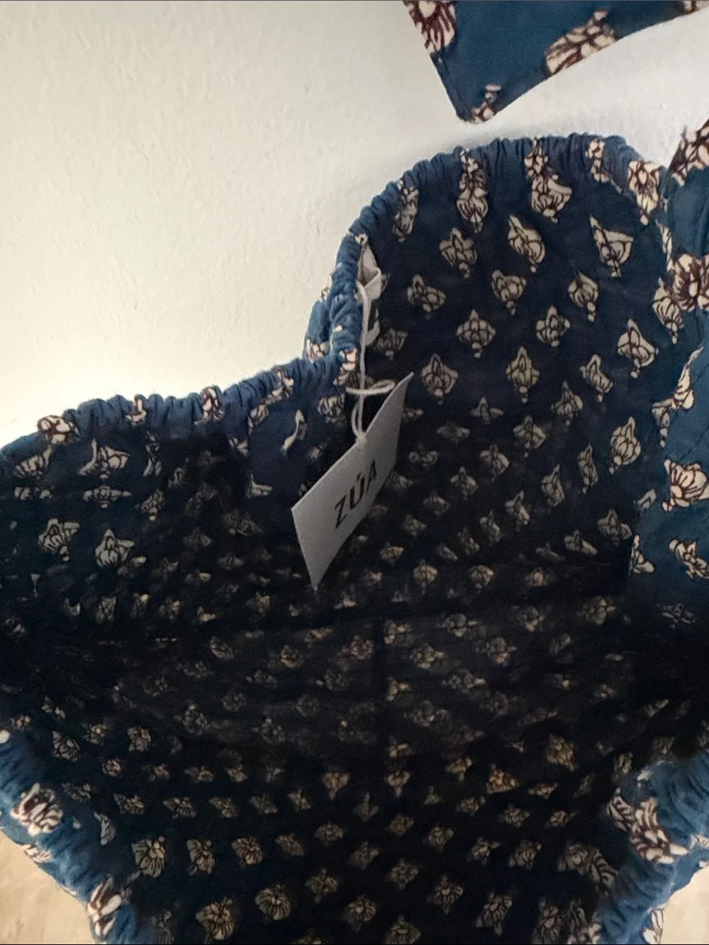 ZÚA Quilted Floral-Print Tie-Handle Shoulder Bag in Teal
